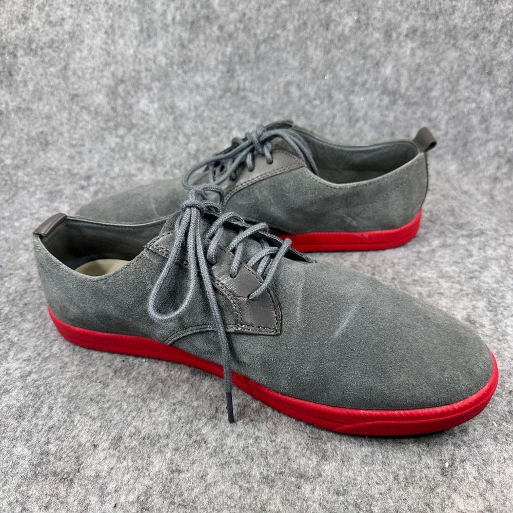 Clae Ellington Mens Grey Suede Low Top Sneakers Red Sole CLA01246 Size 9